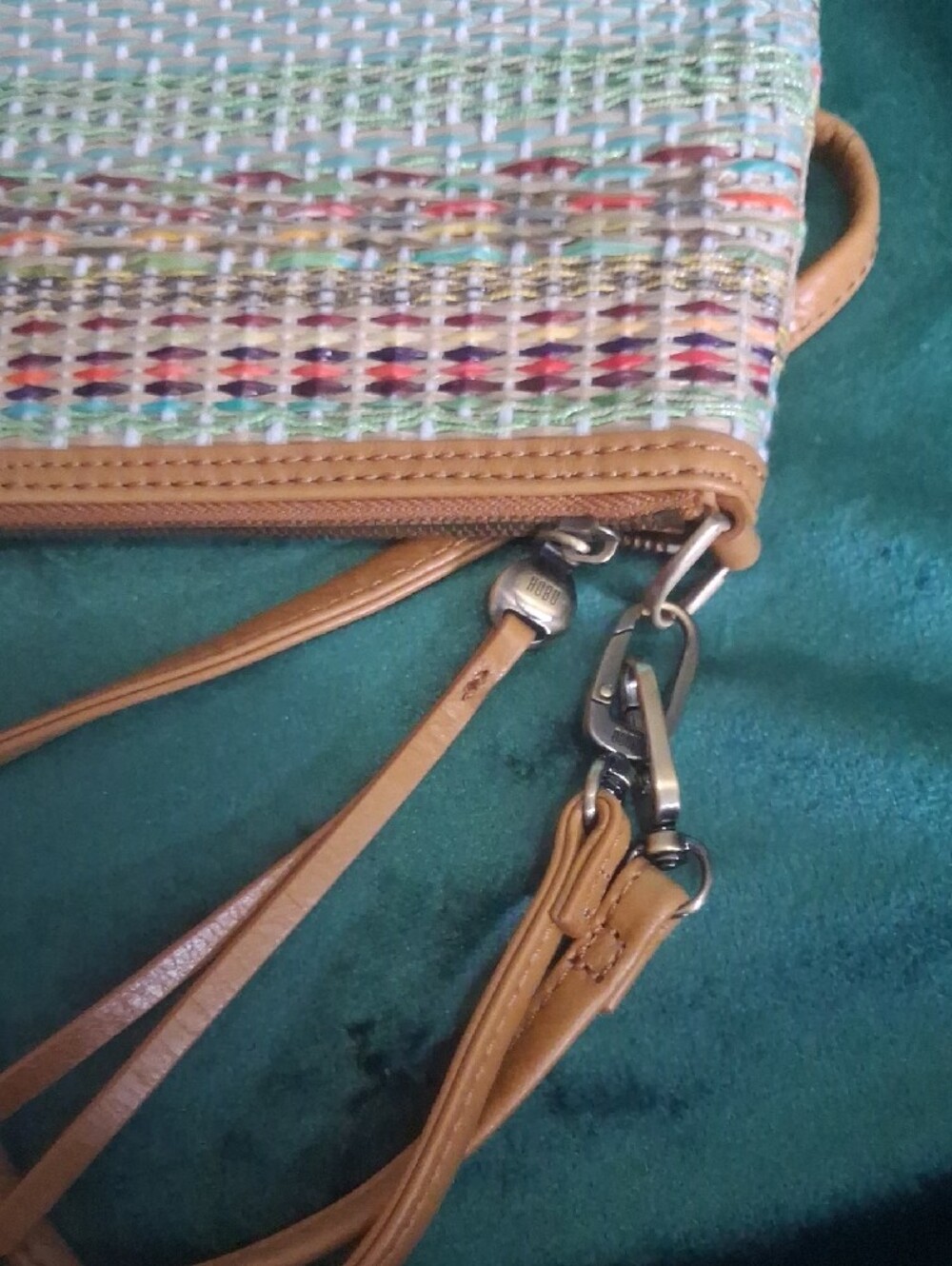 HOBO Multicolor Woven Crossbody with Tan Leather Strap - Picture 5 of 7